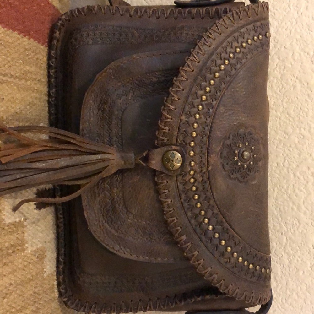 Patricia Nash distressed crossbody bag w studs